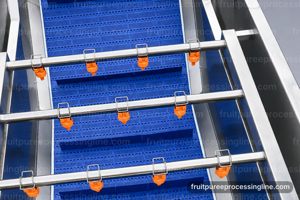 industrial fruit puree processing line, process scope and configuration: two stage puree refiner operating stage