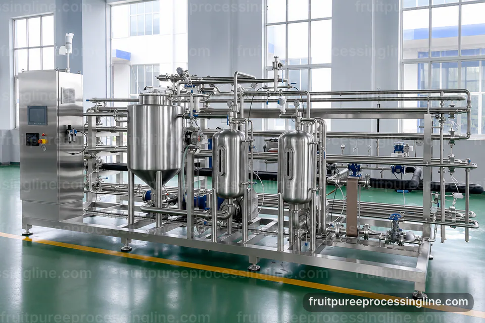 industrial fruit puree processing line, applied process engineering: two stage puree refiner operating stage