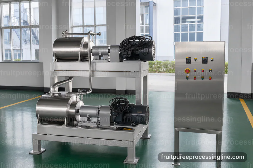 industrial fruit puree processing line, proposal requirements: pulping followed by fine refinement section operating stage