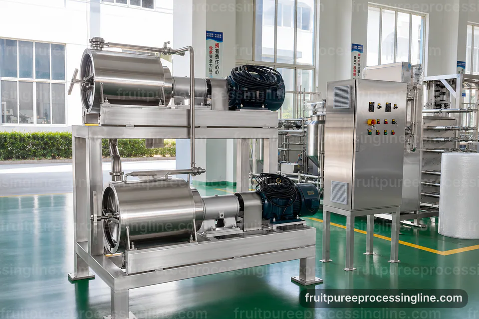industrial fruit puree processing line, performance troubleshooting: pulping followed by fine refinement section operating stage